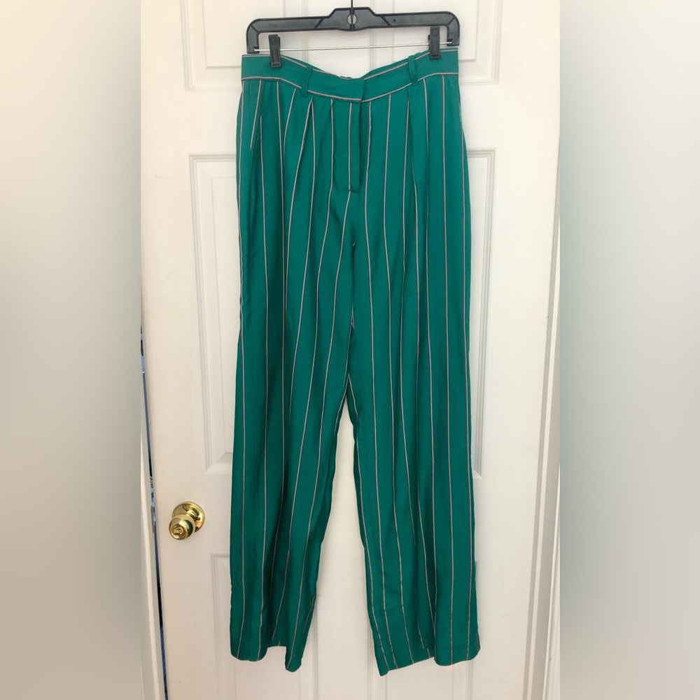 Margaux lonnberg green striped pants